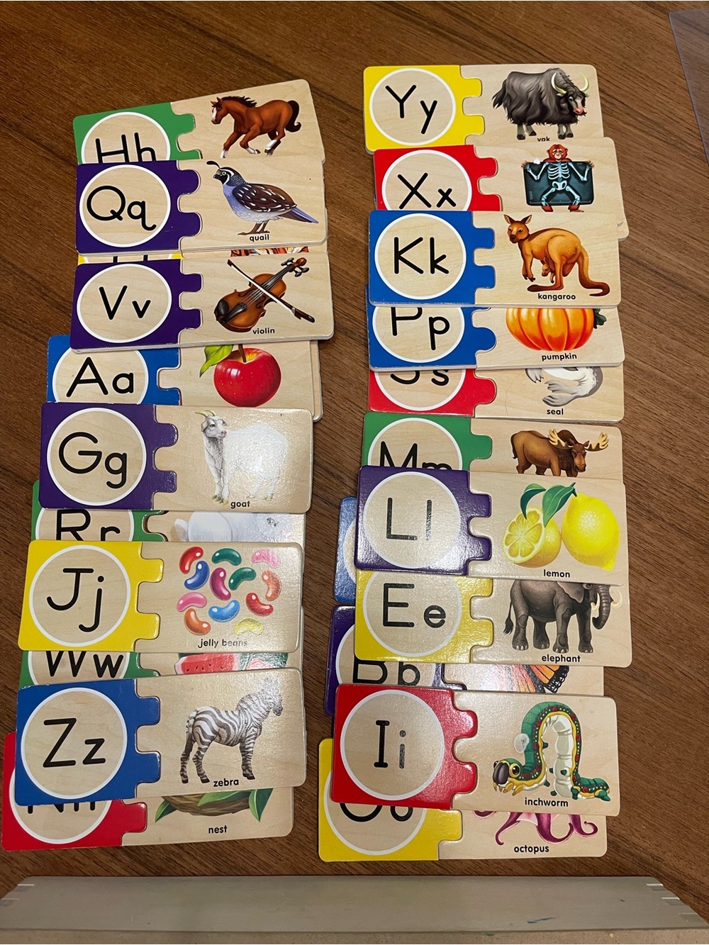 Wooden Alphabet Puzzle Matching Cards - Colorful Kids Learning Set